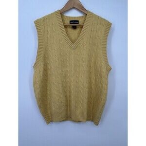 Paul Fredrick Cashmere Merino Wool Yello Cable Knit Sweater Vest Men’s Sz XLarge